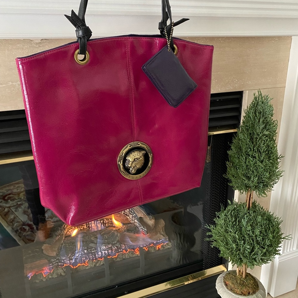 Sharif Patent Leather Bag with Goldtone Hardware NWOT